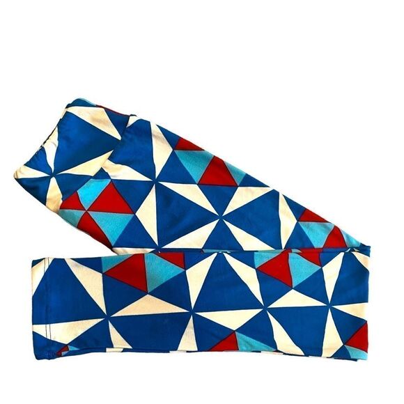 0739 LuLaRoe Blue Triangles Umbrellas Tween Girls 8/10/12/14 Leggings NWOT - Picture 1 of 4